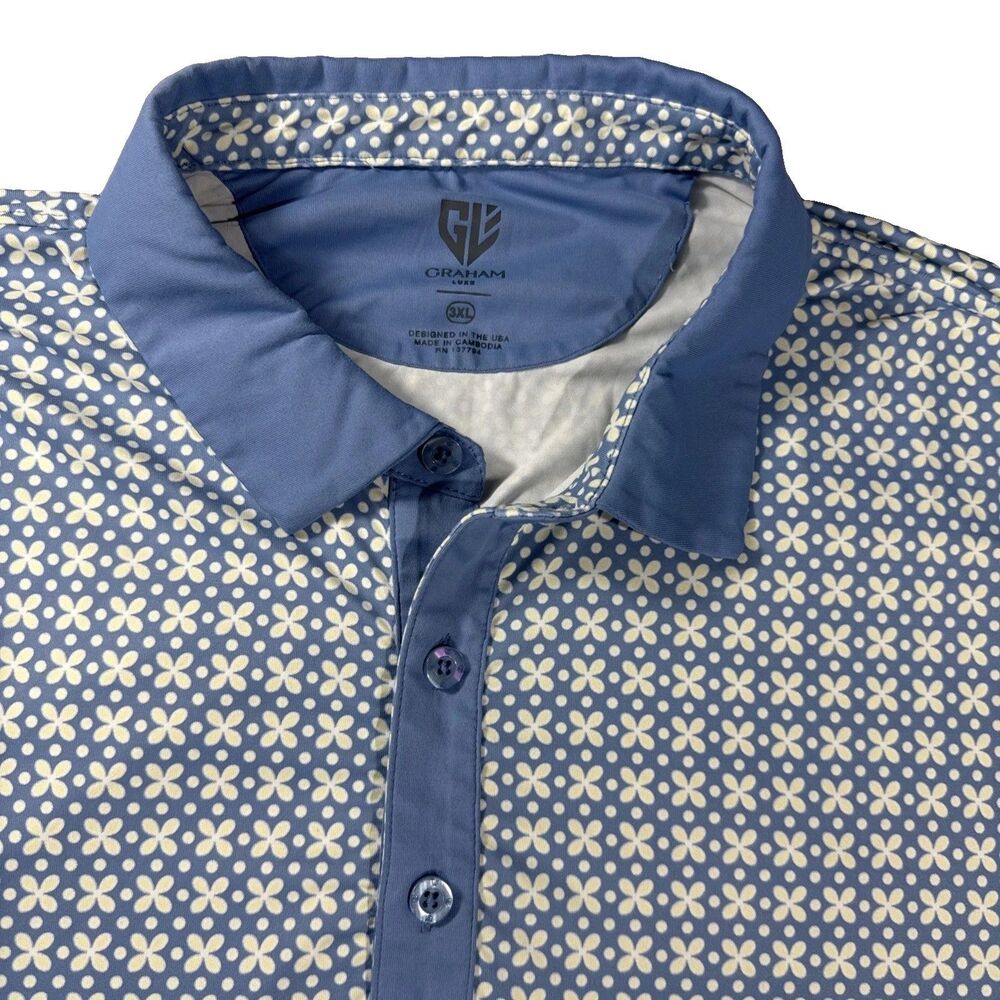 Graham Luxe Men’s Blue Maze  Performance Golf Polo Size 3XL